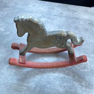 Handmade Wooden Rocking Horse Decoration - 6.5” H